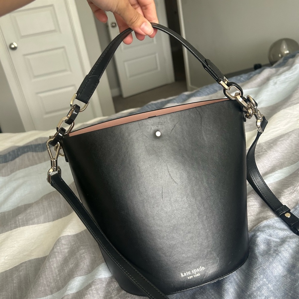 kate spade Black and Pink Trim Bucket Shoulder Bag - Picture 3 of 17